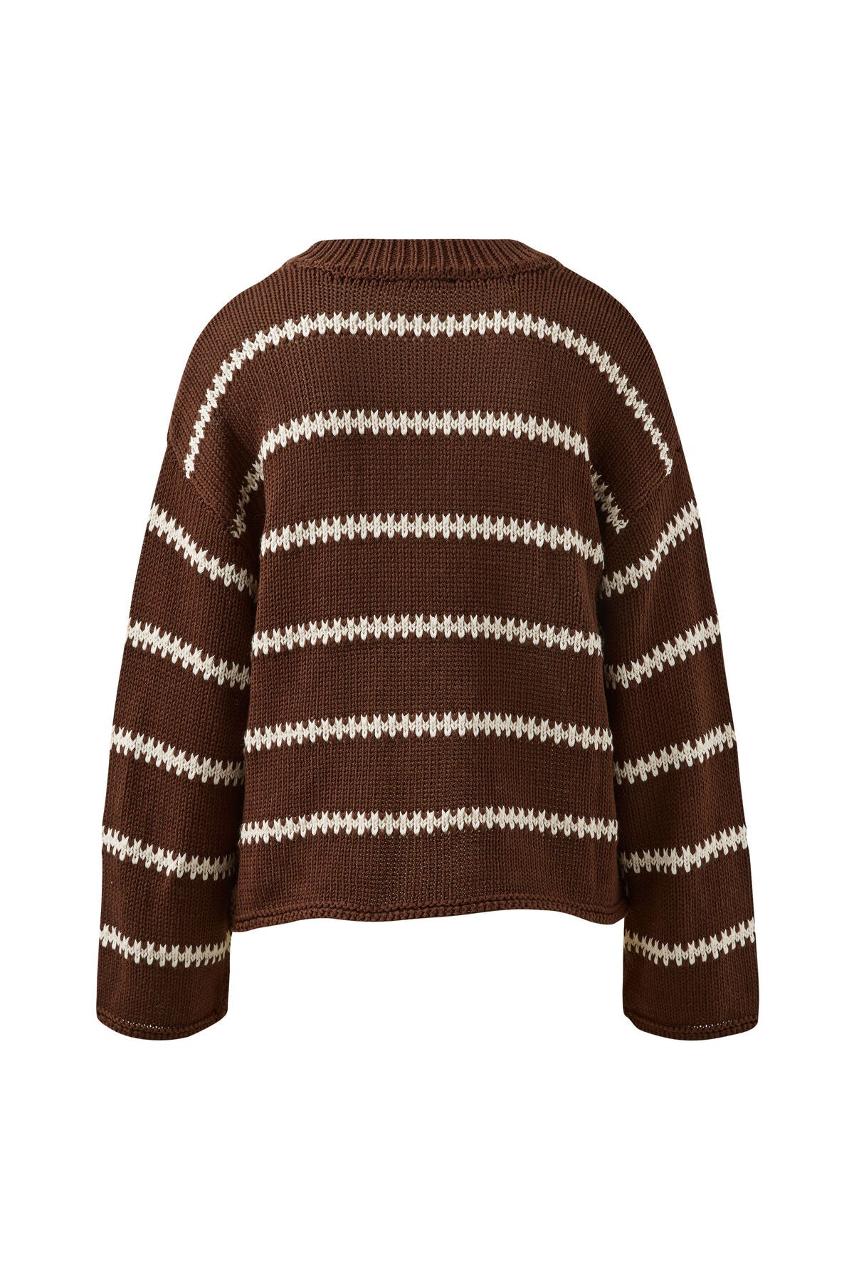 Lila Oversized Knit Crew (Chocolate Stripe) - Something For Me​​