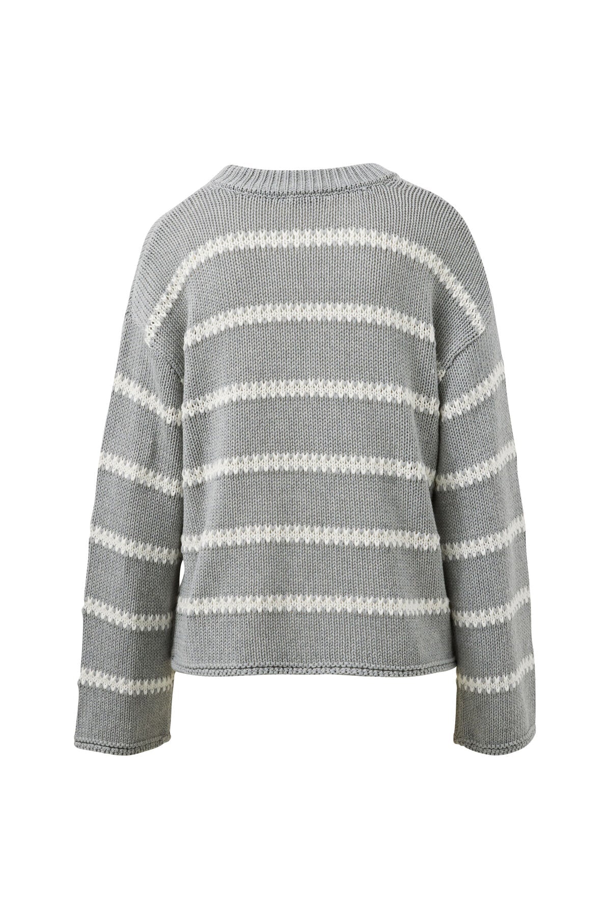Lila Oversized Knit Crew (Grey Marle Stripe) - Something For Me​​