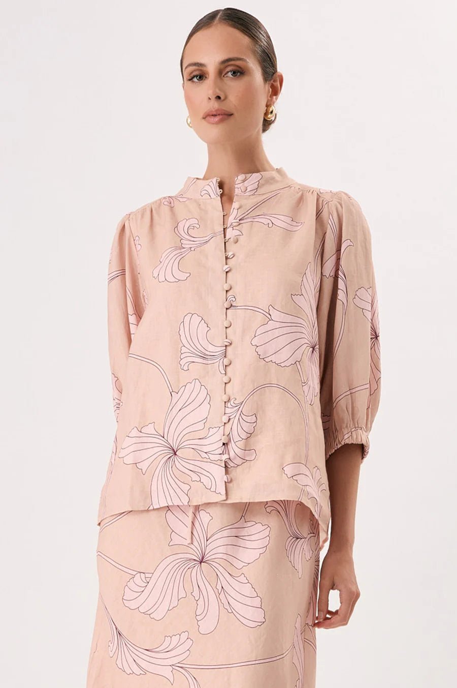 Lilian Salvador Print 3/4 Sleeve Shirt (Print) - Something For Me​​
