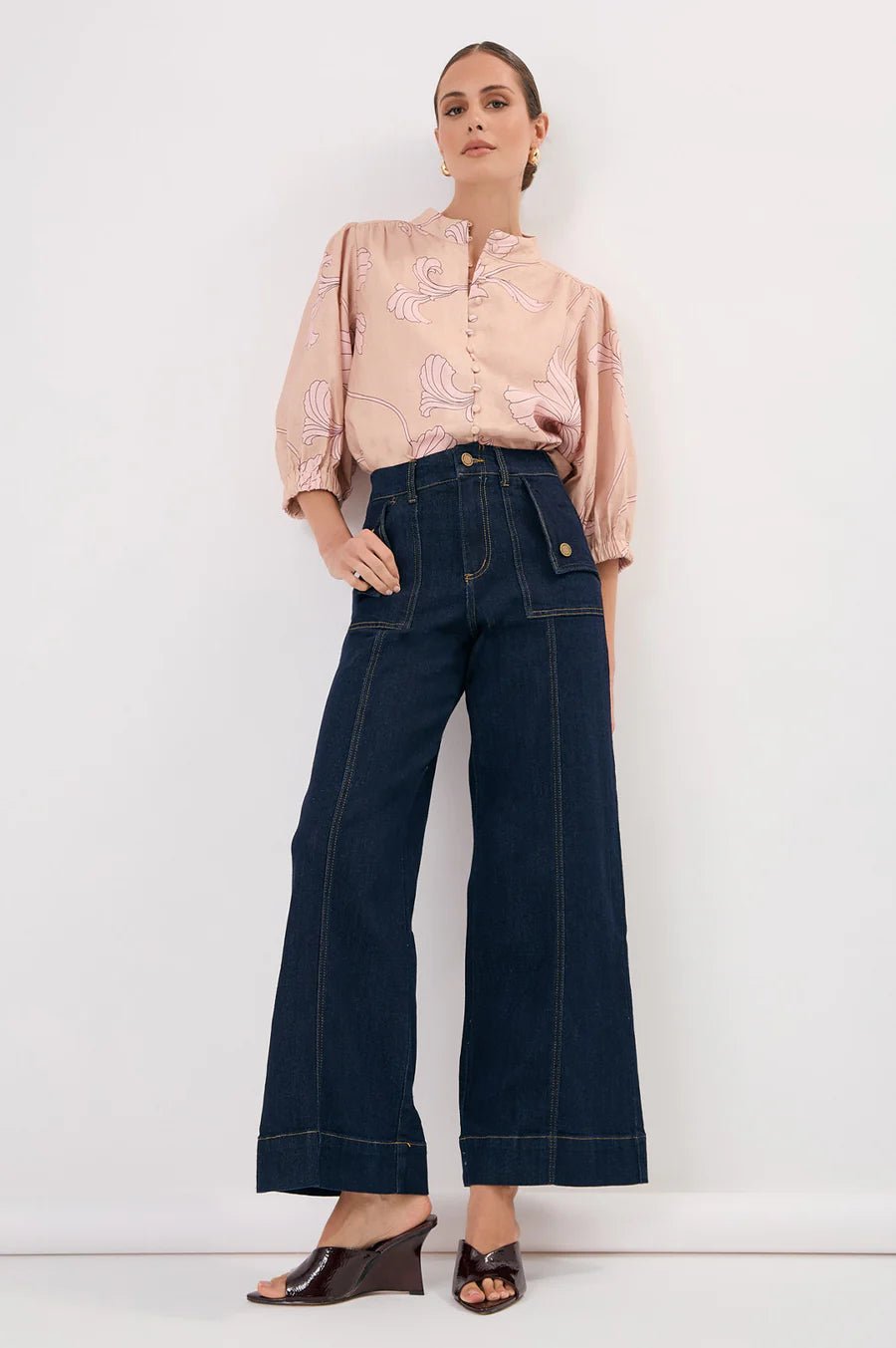 Lilian Salvador Print 3/4 Sleeve Shirt (Print) - Something For Me​​