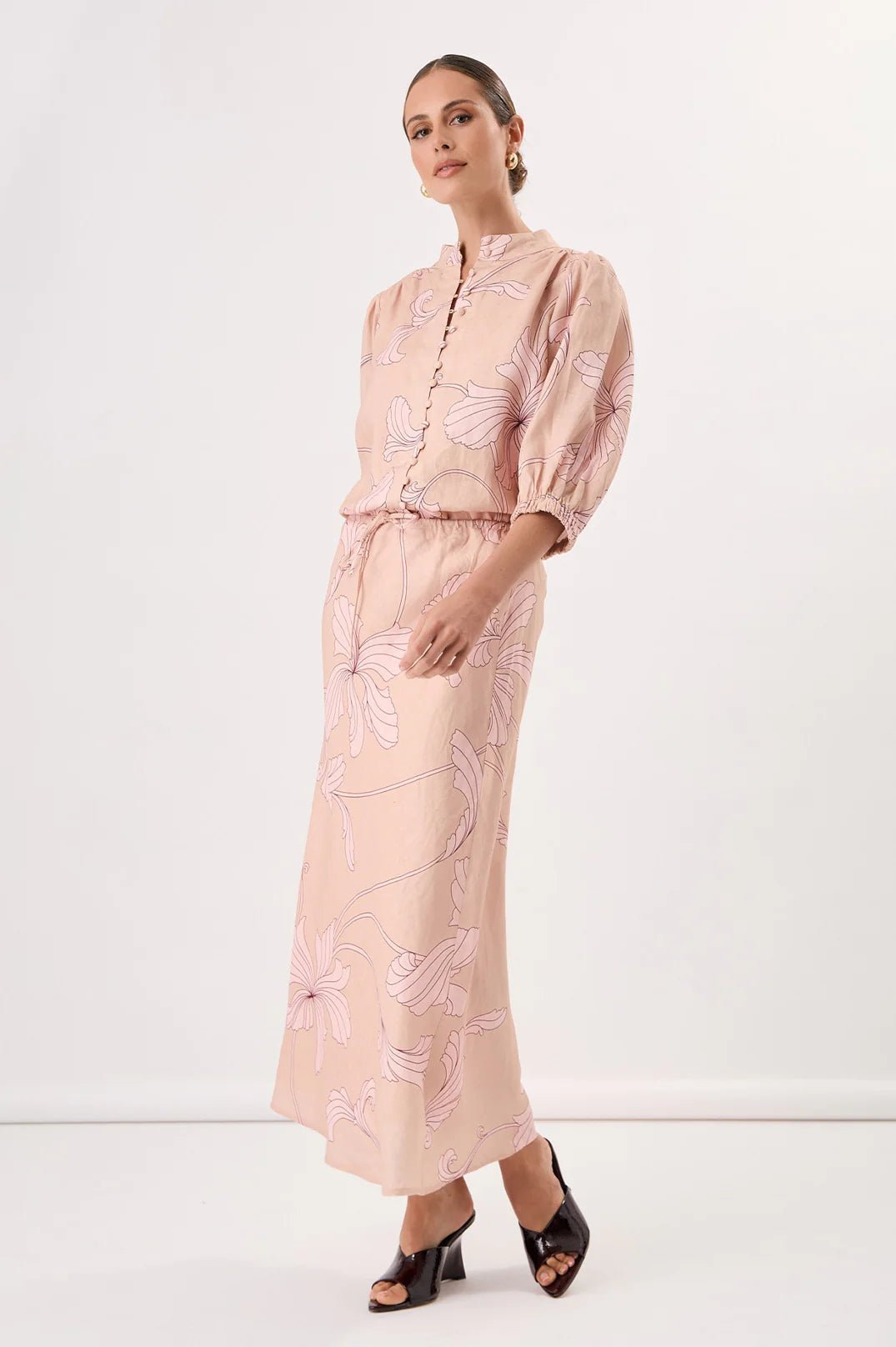 Lilian Salvador Print 3/4 Sleeve Shirt (Print) - Something For Me​​