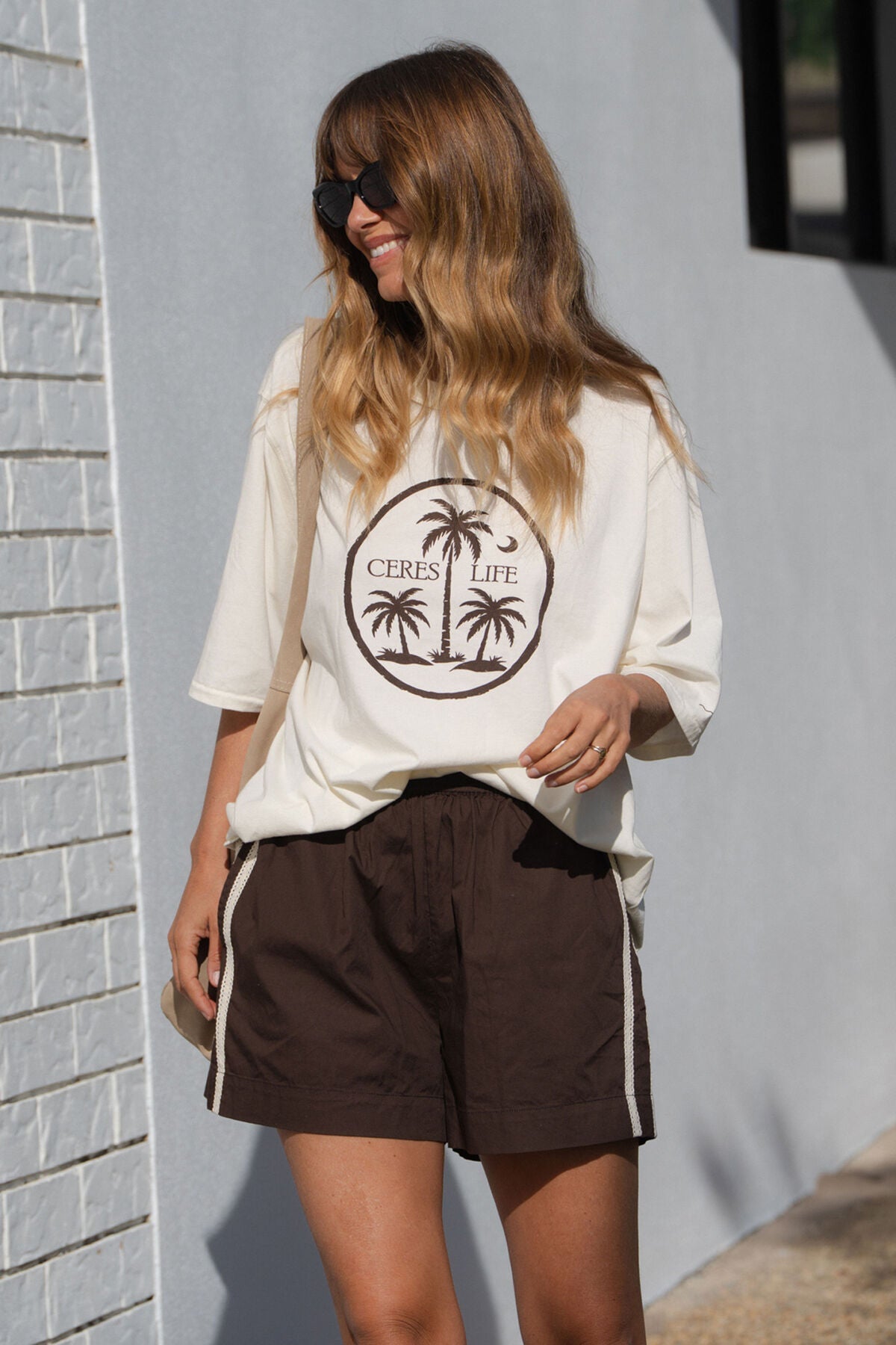 Liv Oversized Tee (Shell/Island Palms) - Something For Me​​