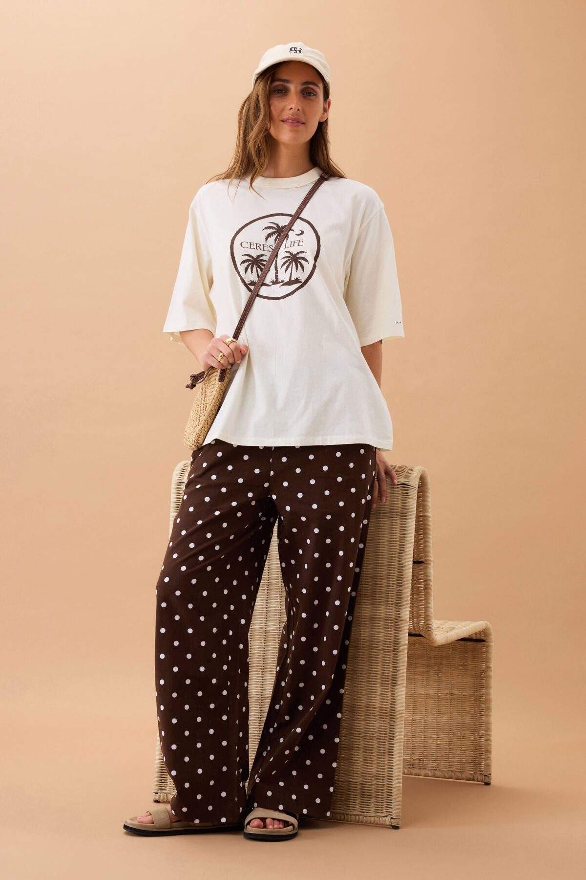 Liv Oversized Tee (Shell/Island Palms) - Something For Me​​