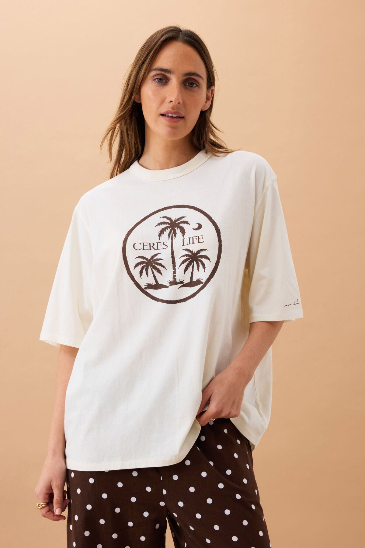 Liv Oversized Tee (Shell/Island Palms) - Something For Me​​