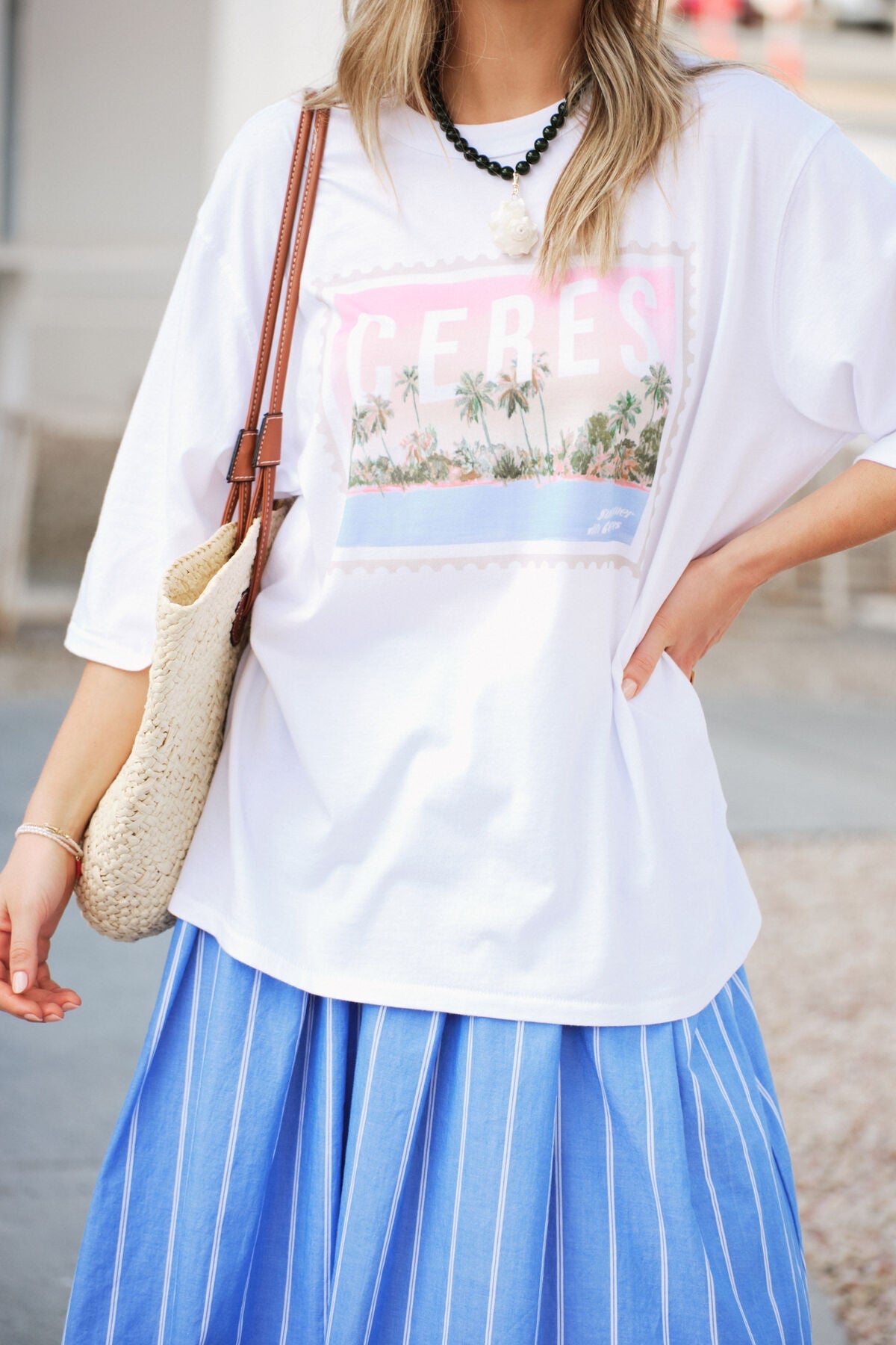 Liv Oversized Tee (White/Ceres Holiday Stamp) - Something For Me​​