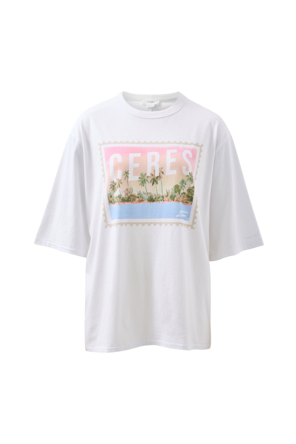 Liv Oversized Tee (White/Ceres Holiday Stamp) - Something For Me​​