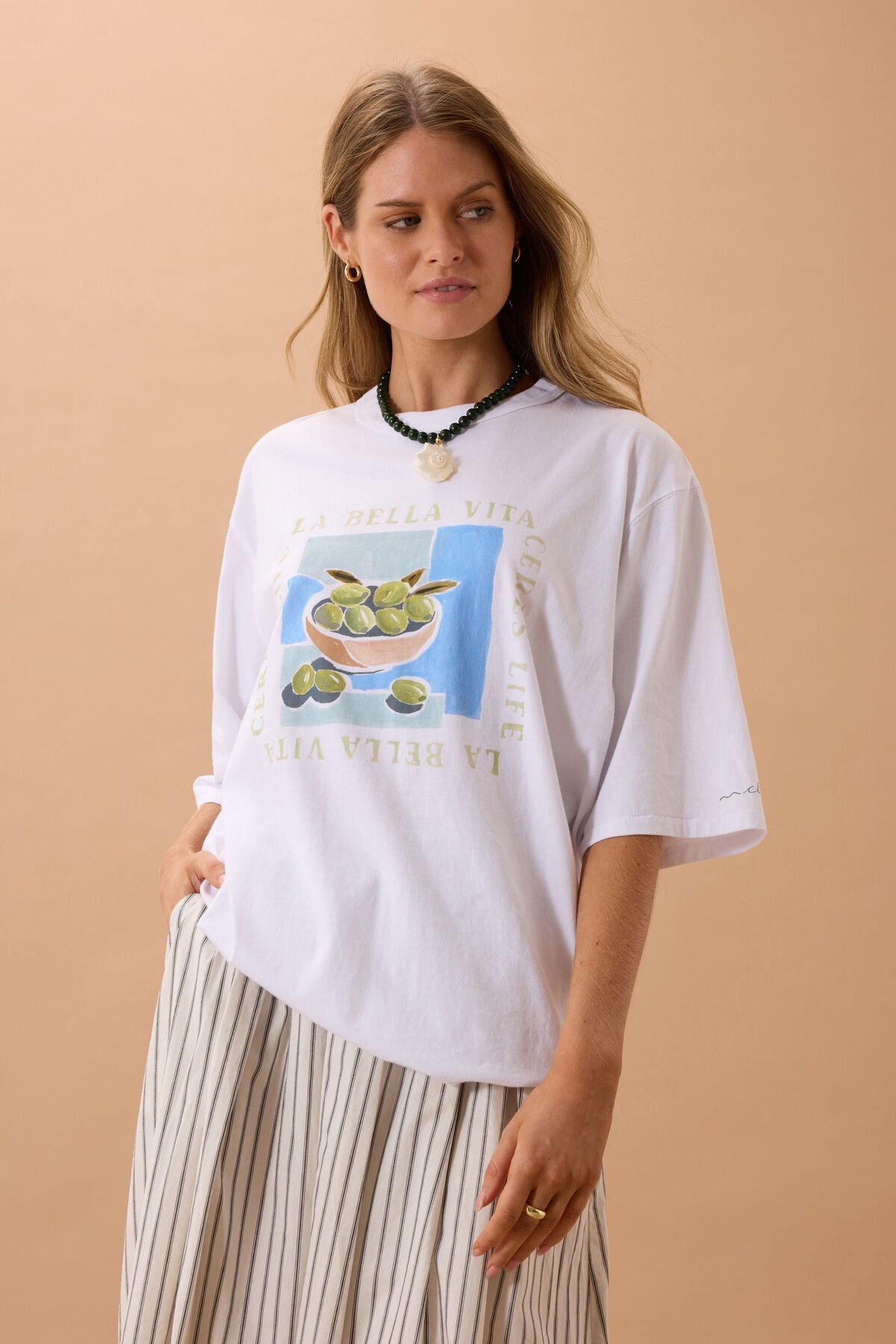 Liv Oversized Tee (White/La Belle Vita) - Something For Me​​