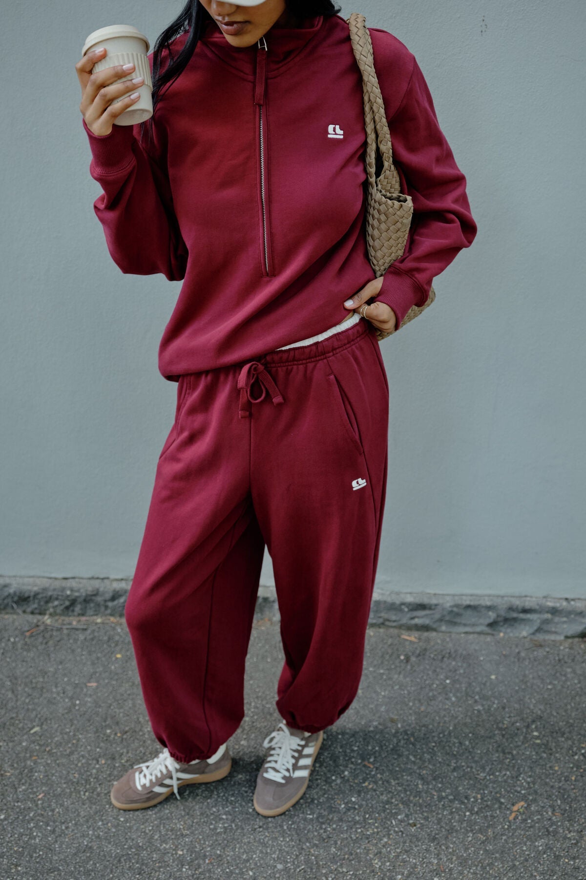 Lonny Oversized Half Zip Sweat (Burgundy) - Something For Me​​