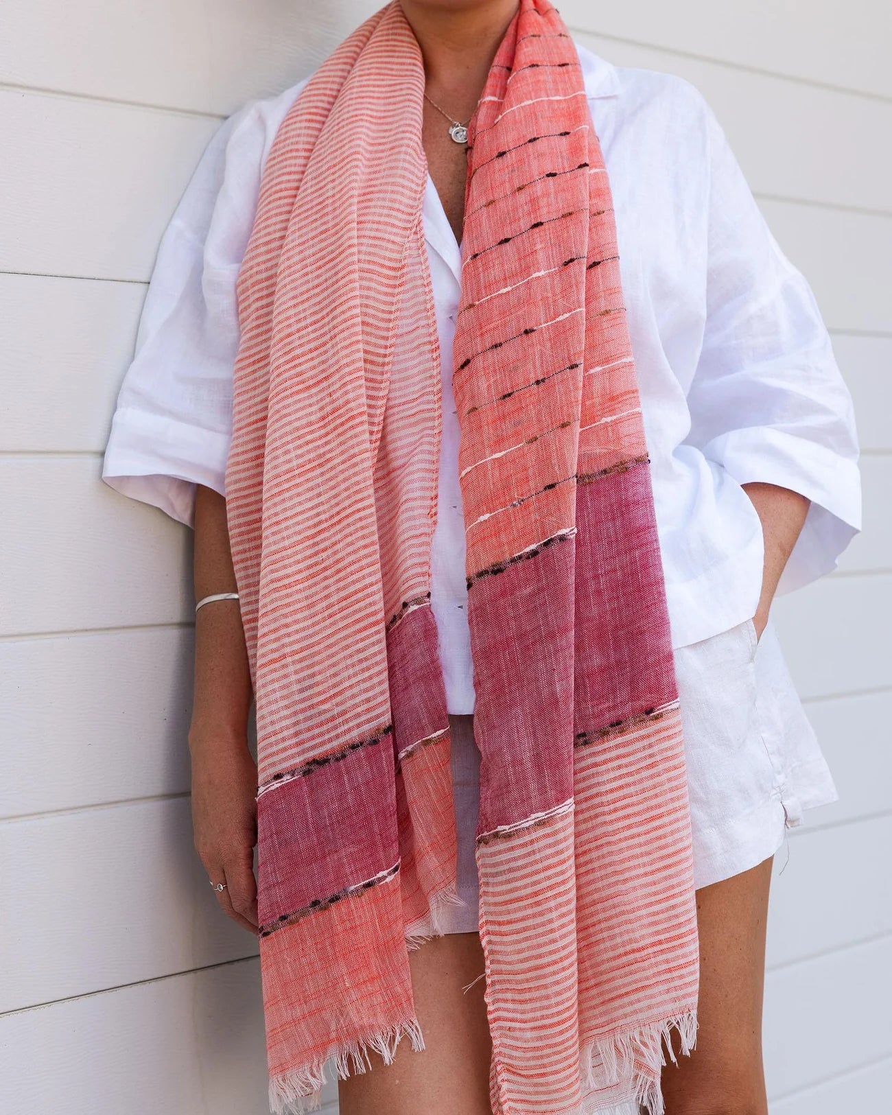 Lottie Scarf (Coral/White) - Something For Me​​