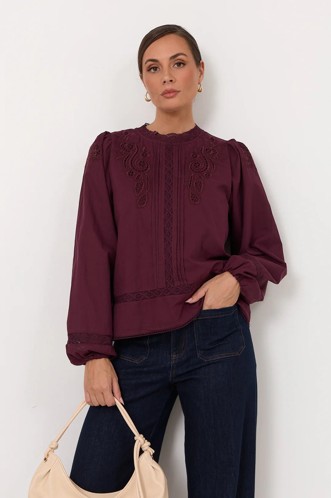 Lou Cut Out Lace Top (Grape) - Something For Me​​
