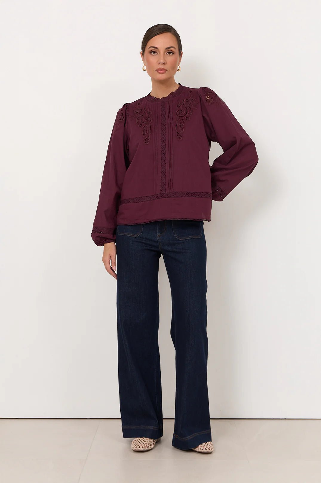 Lou Cut Out Lace Top (Grape) - Something For Me​​
