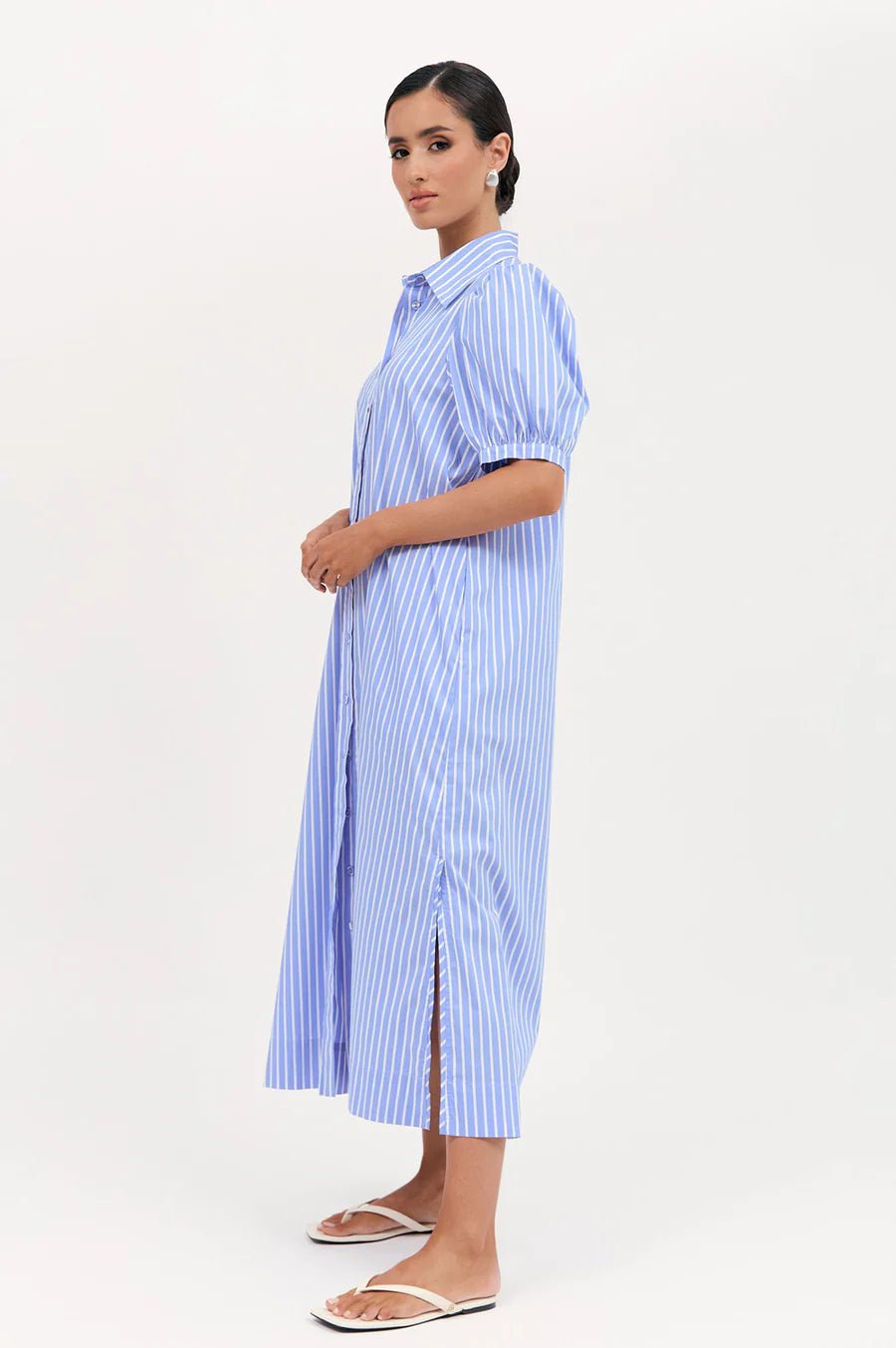 Louise Poplin Stripe Shirt Dress (Blue/White) - Something For Me​​