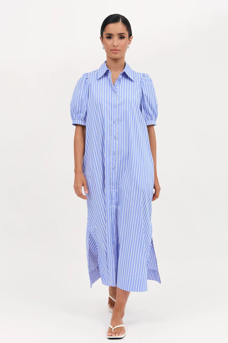 Louise Poplin Stripe Shirt Dress (Blue/White) - Something For Me​​