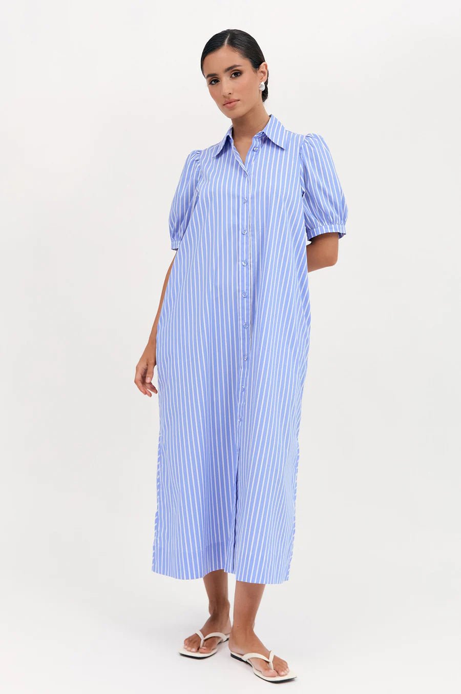 Louise Poplin Stripe Shirt Dress (Blue/White) - Something For Me​​