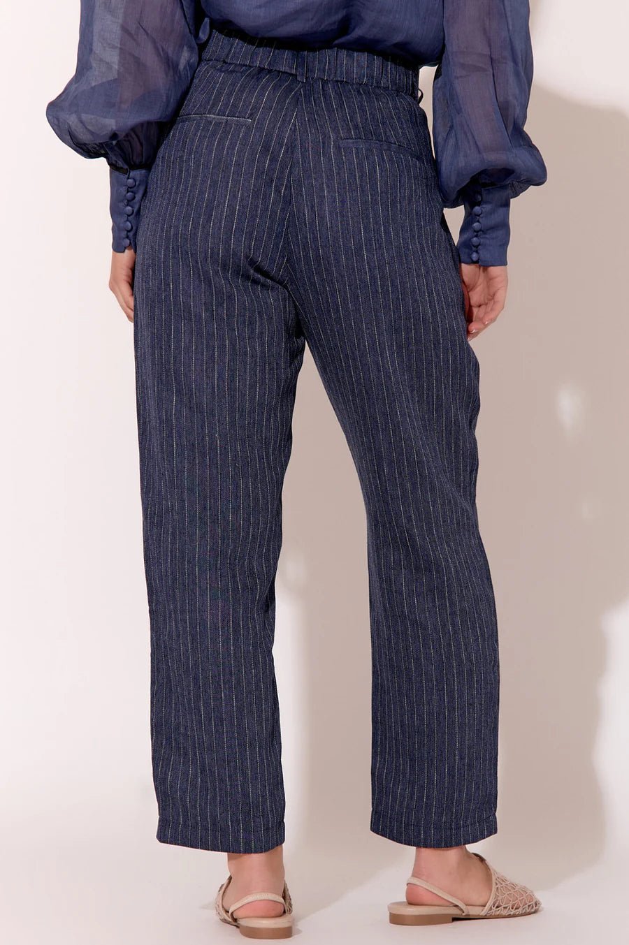 Lula Pinstripe Pleated Pant (Navy) - Something For Me​​