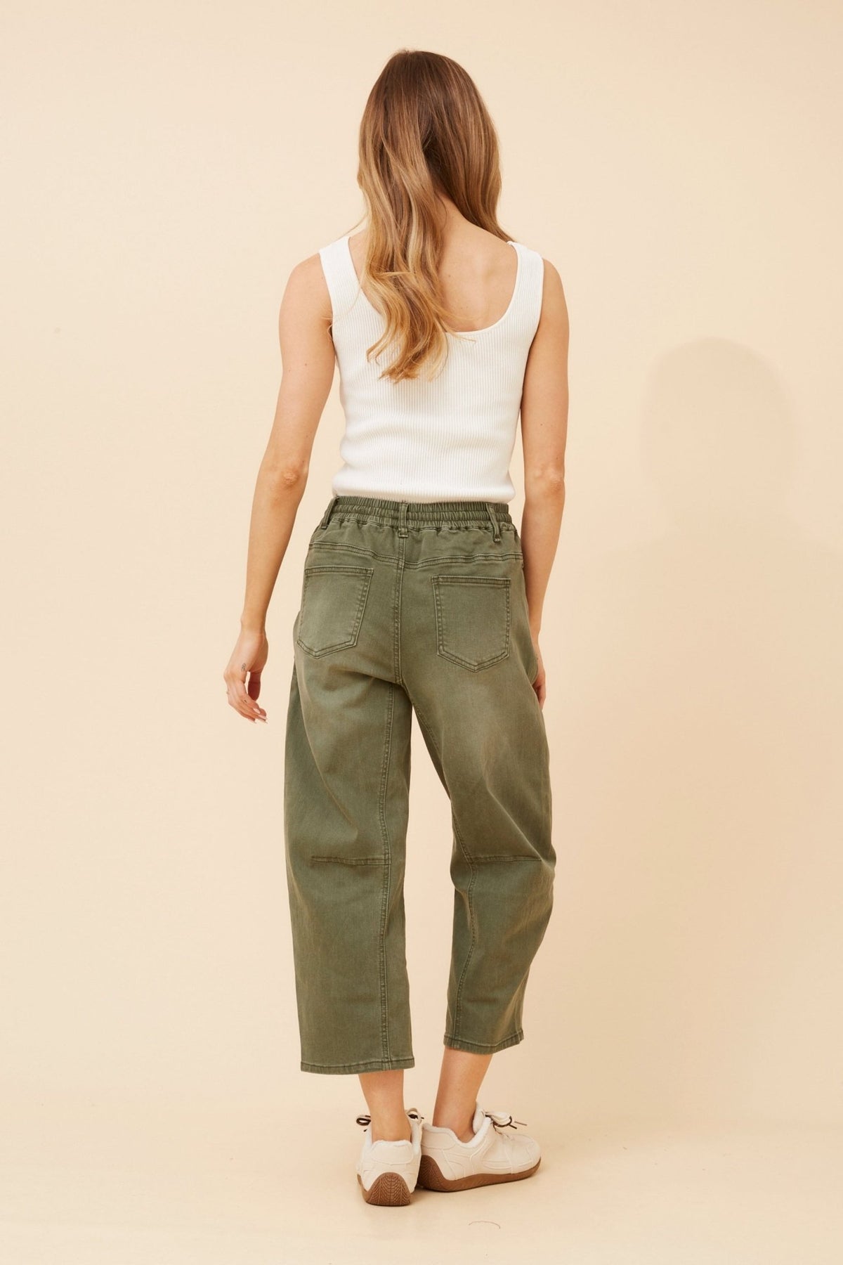 Luma Solid Denim Pants (Khaki) - Something For Me​​