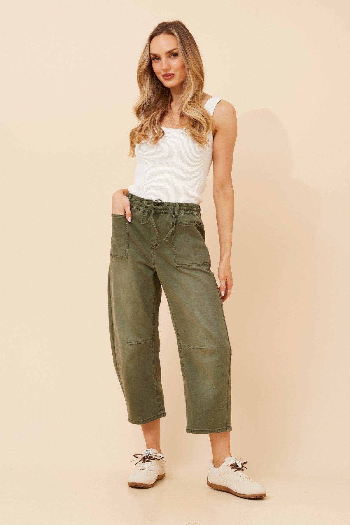 Luma Solid Denim Pants (Khaki)