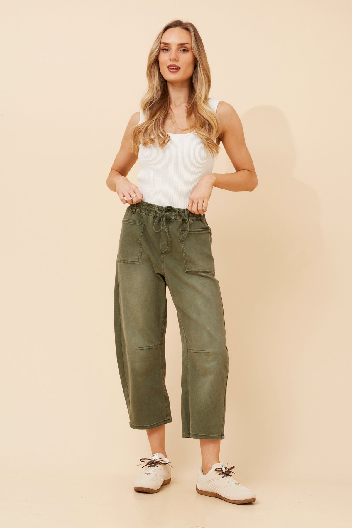 Luma Solid Denim Pants (Khaki)
