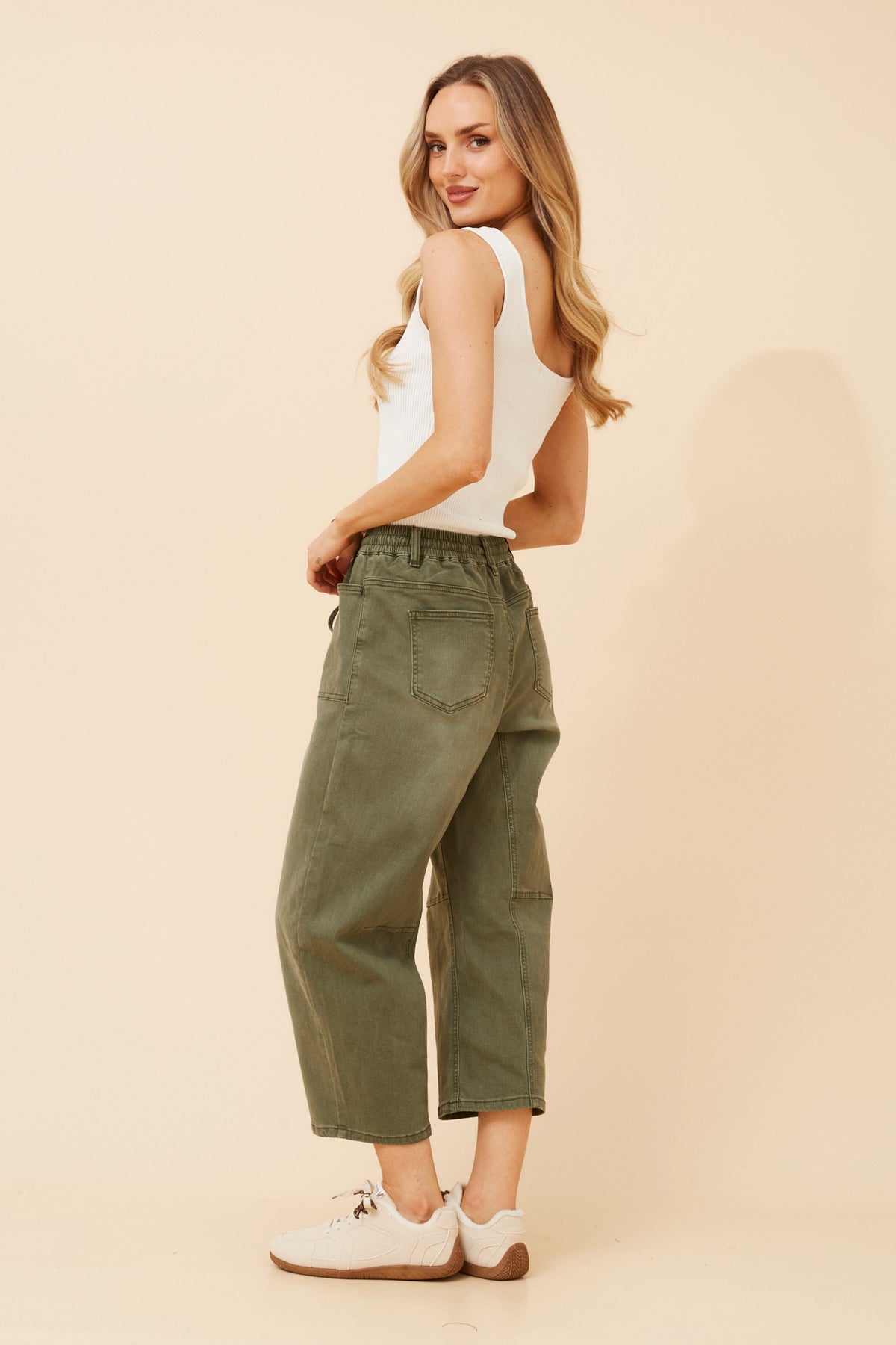 Luma Solid Denim Pants (Khaki)
