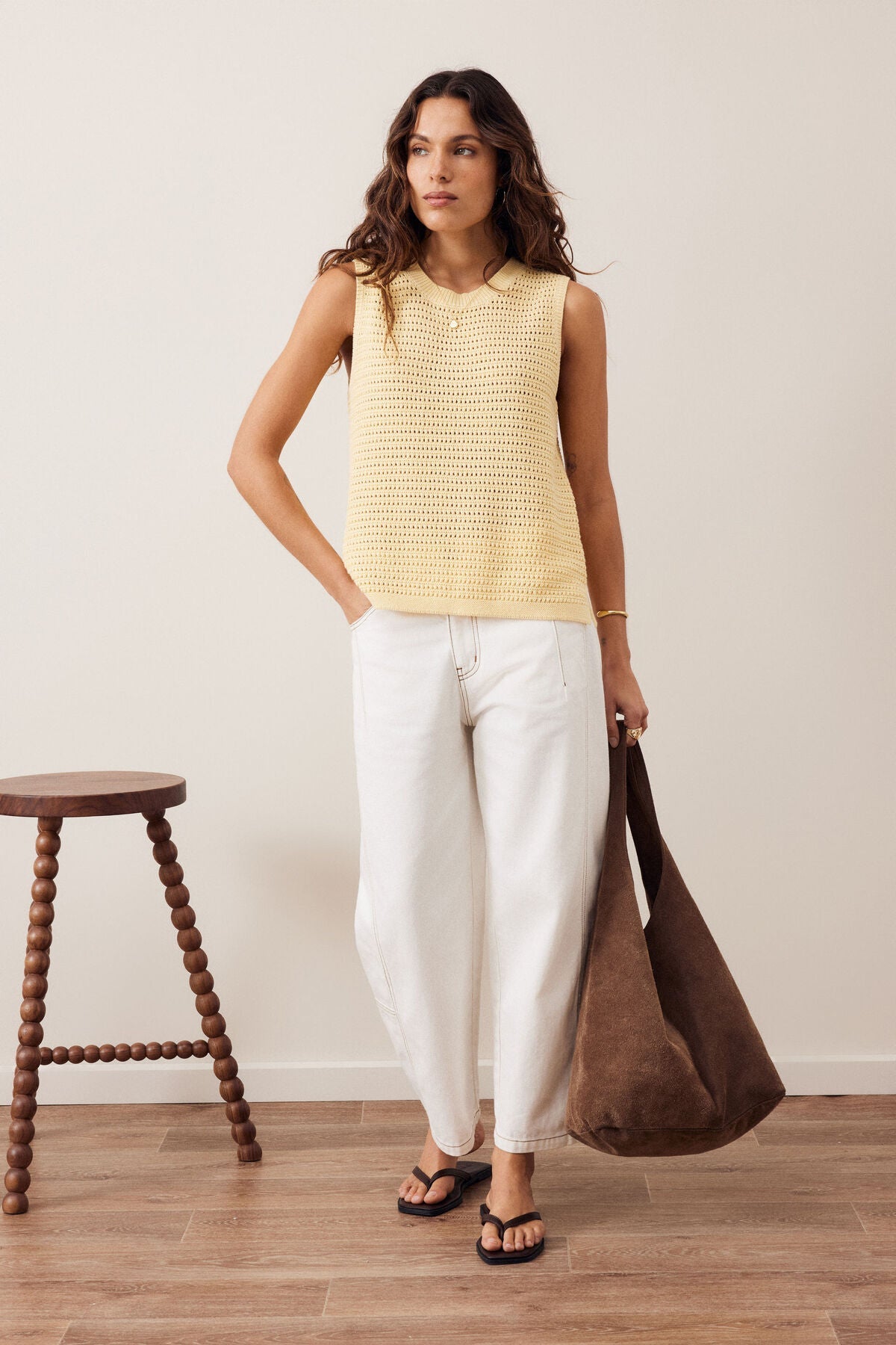 Maddy Mesh Knit Tank (New Butter) - Something For Me​​