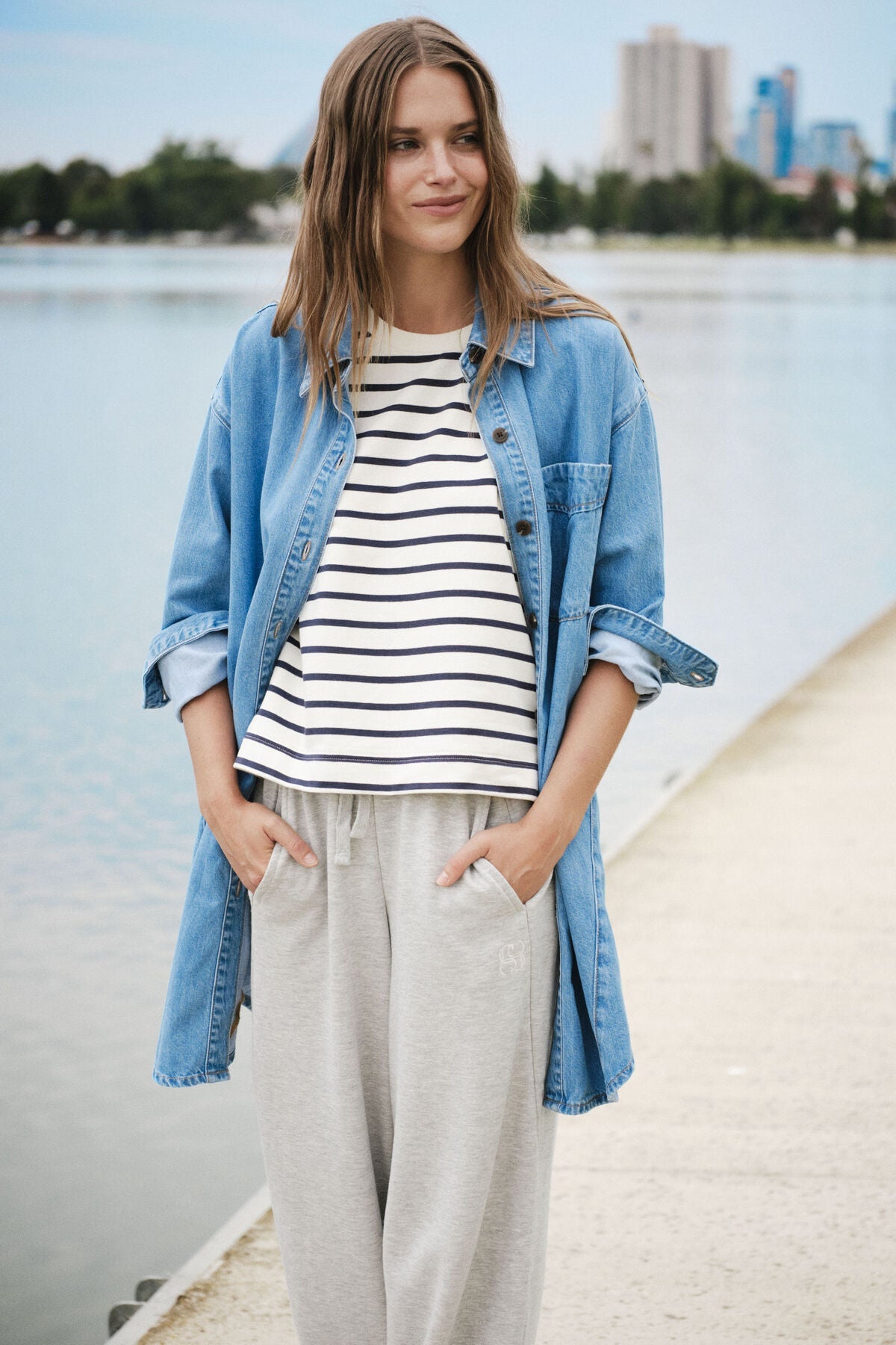 Maeve Longline Panelled Denim Shirt - Something For Me​​