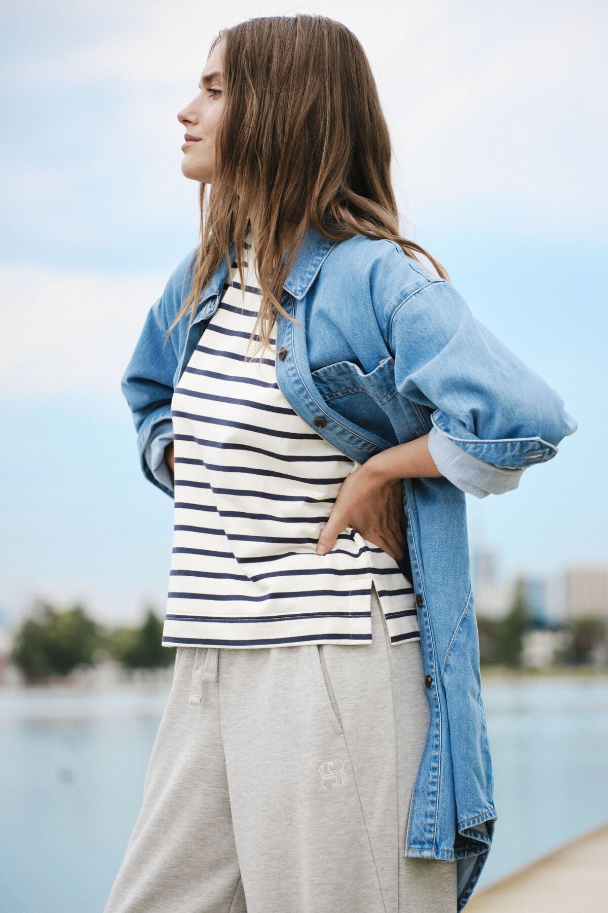 Maeve Longline Panelled Denim Shirt - Something For Me​​