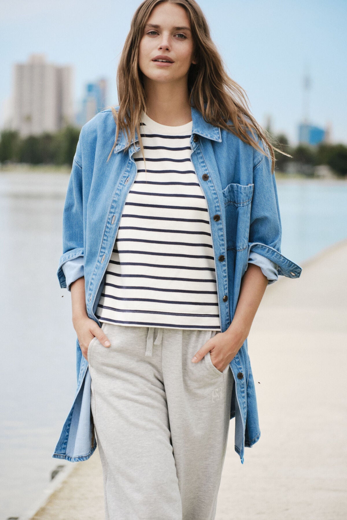 Maeve Longline Panelled Denim Shirt - Something For Me​​