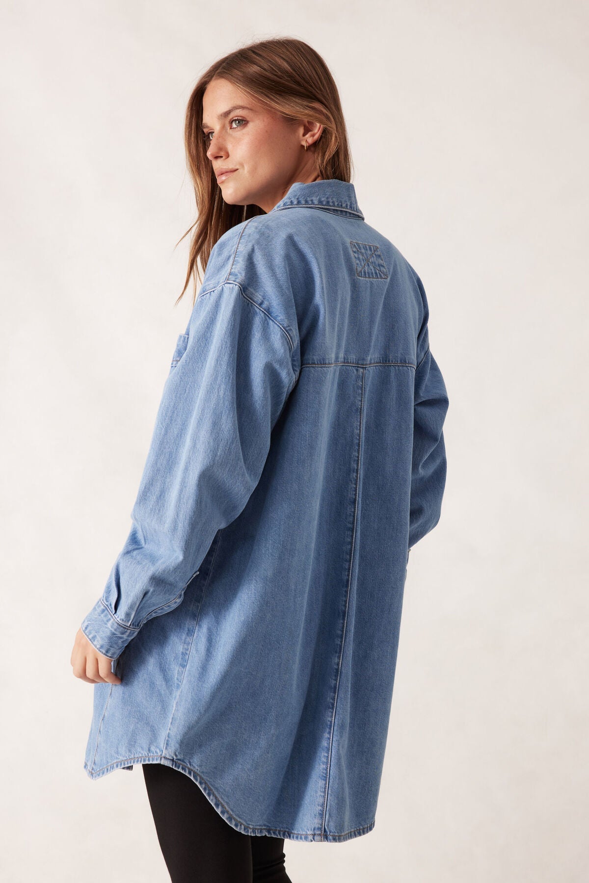 Maeve Longline Panelled Denim Shirt - Something For Me​​