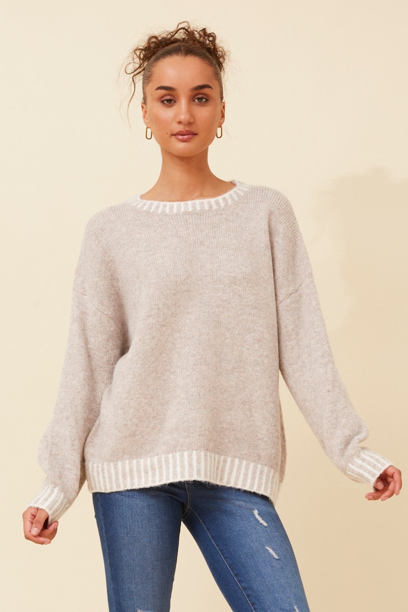 Mailani Solid Knit Pullover (Cement) - Something For Me​​