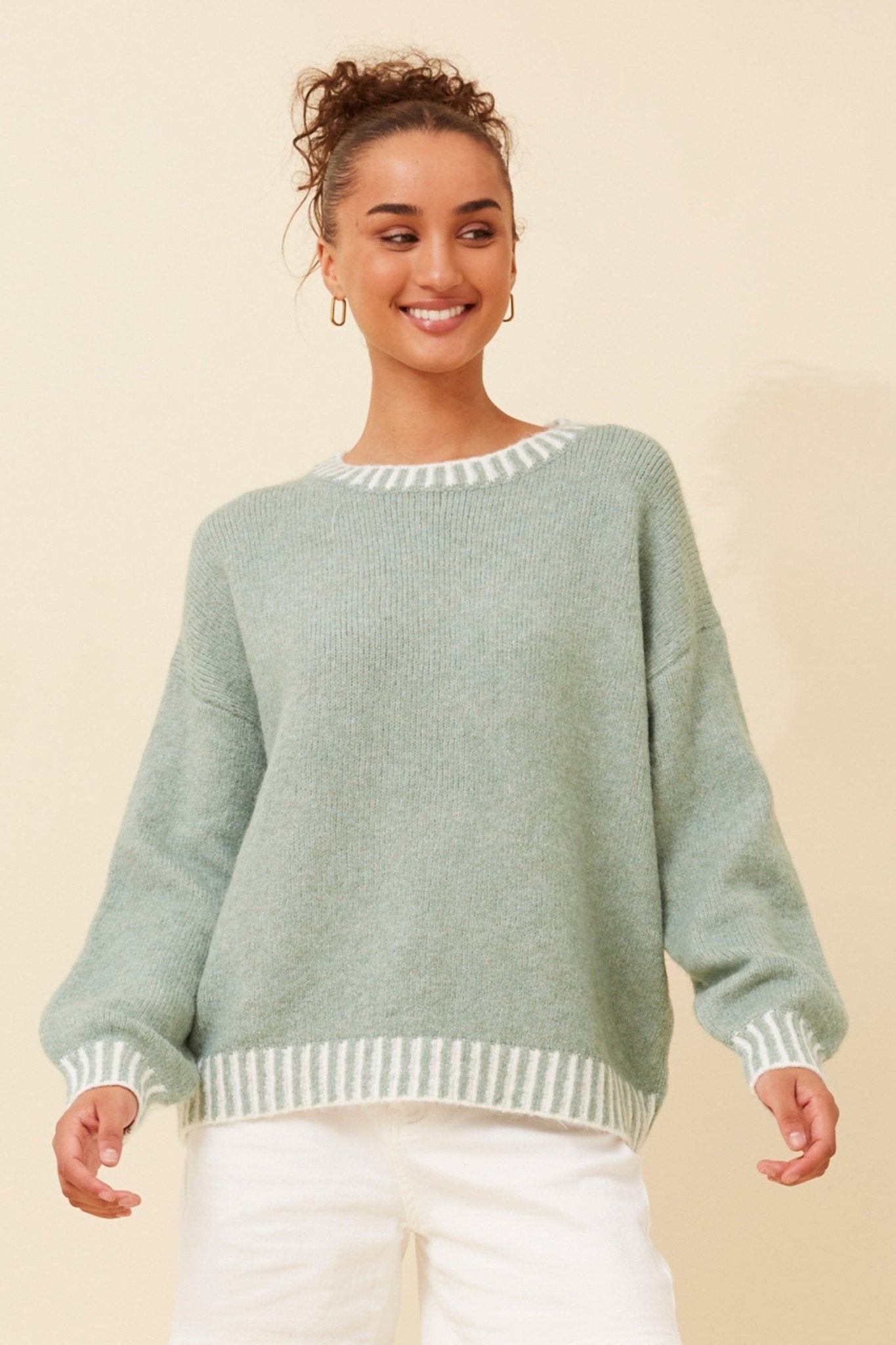 Mailani Solid Knit Pullover (Sage) - Something For Me​​