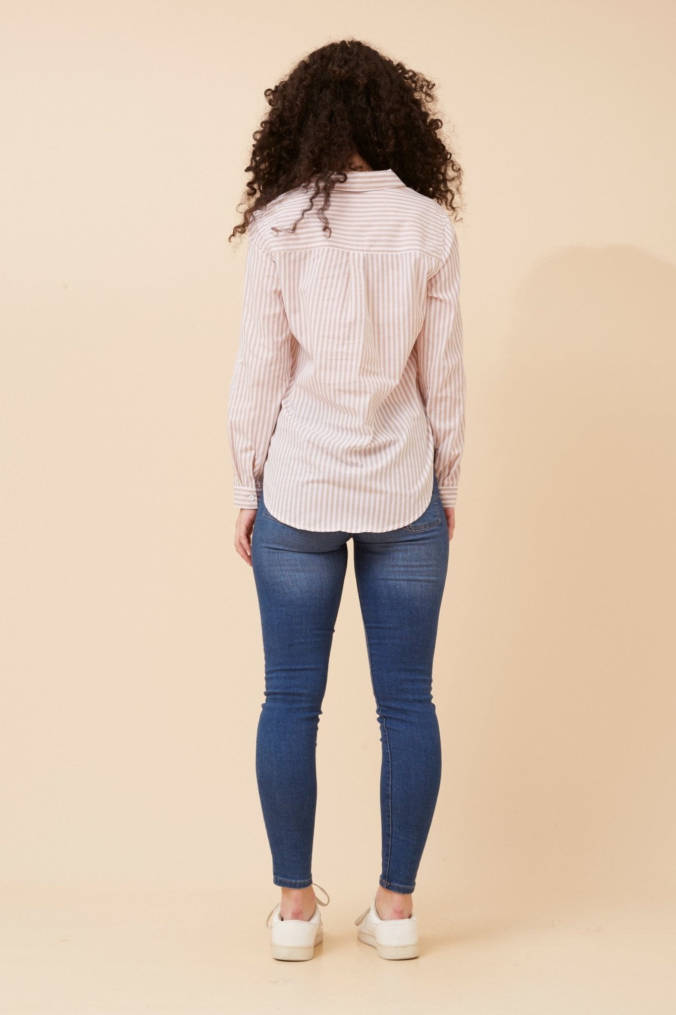 Margaret Stripe Shirt (Beige) - Something For Me​​