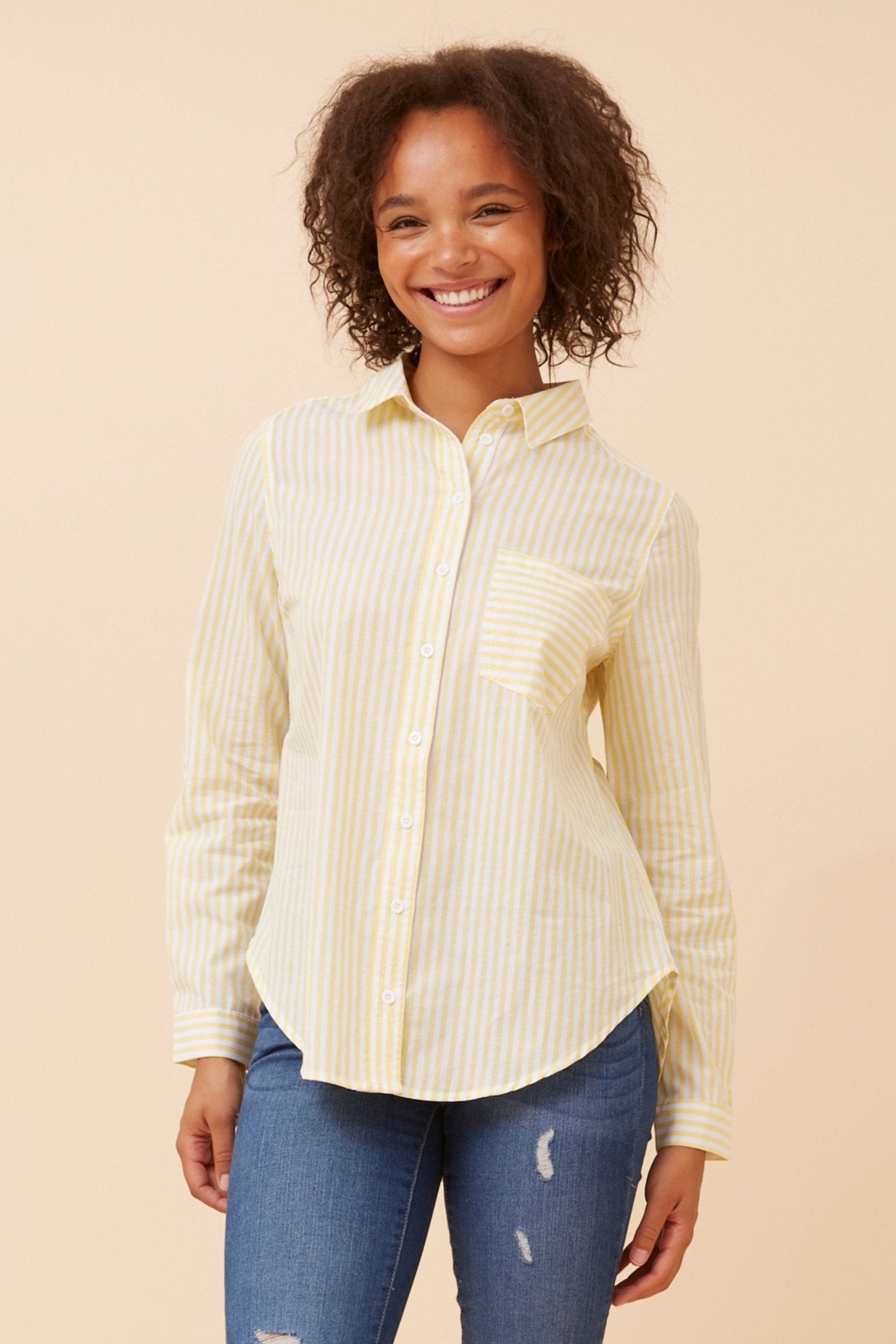 Margaret Stripe Shirt (Lemon Sorbet) - Something For Me​​