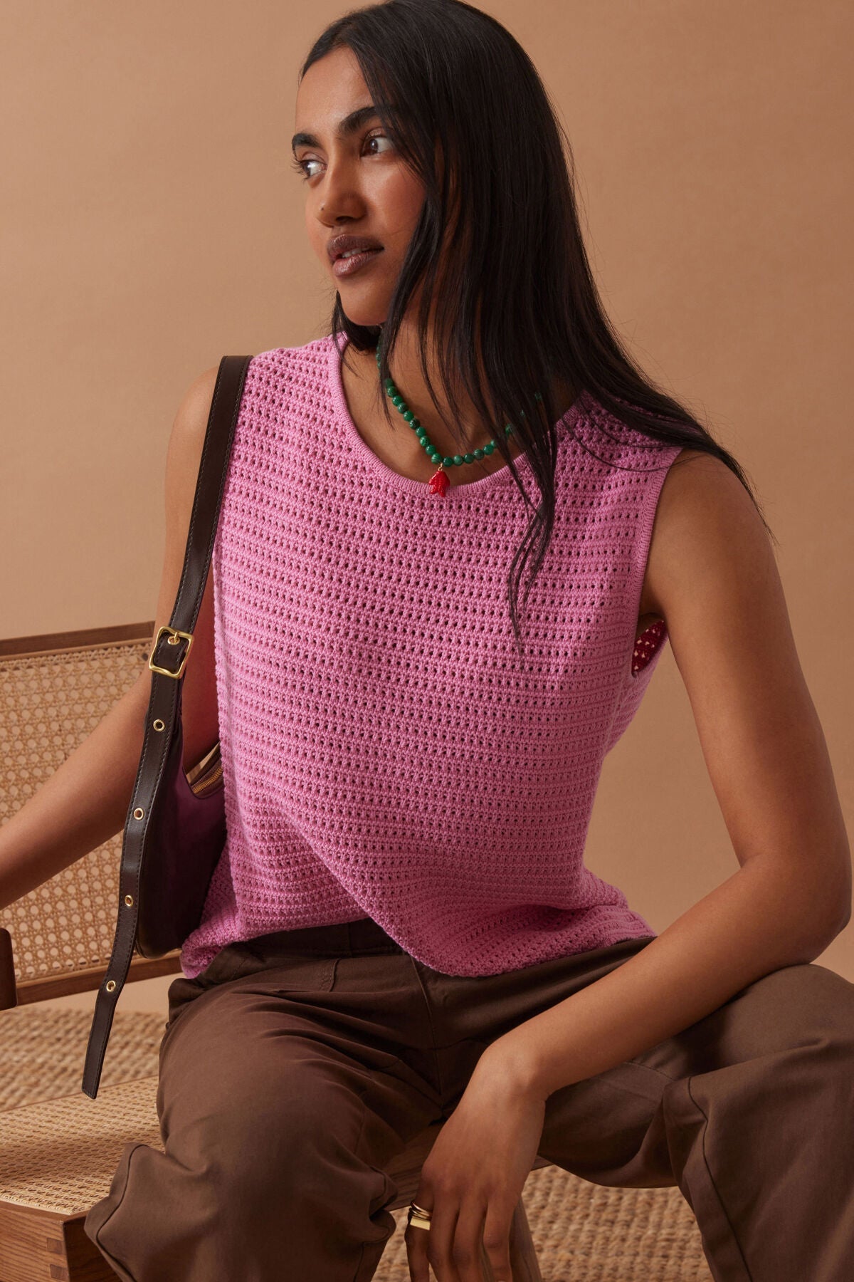Margot Mesh Knit Tank (Hibiscus Pink) - Something For Me​​