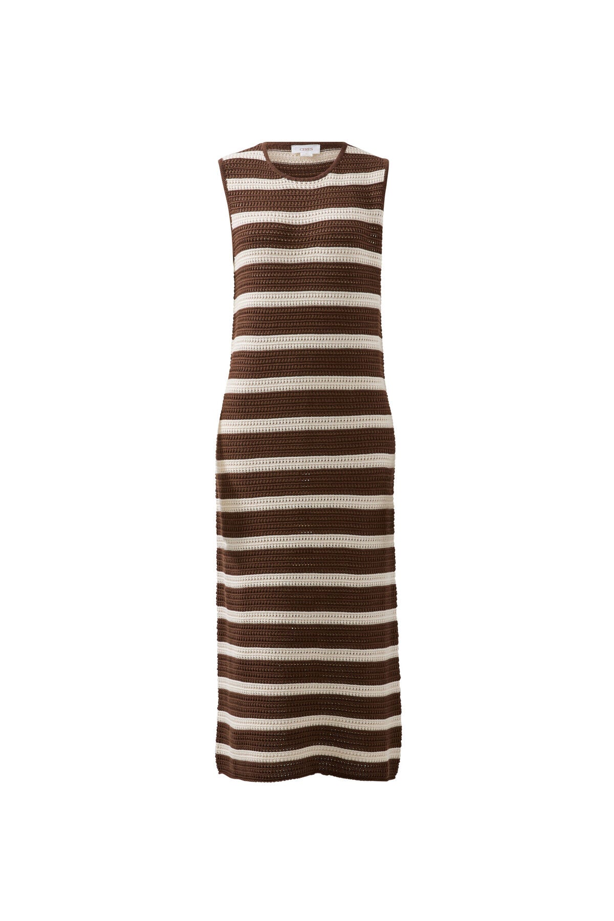Margot Mesh Knit Tank Midi Dress (Choc Stripe) - Something For Me​​