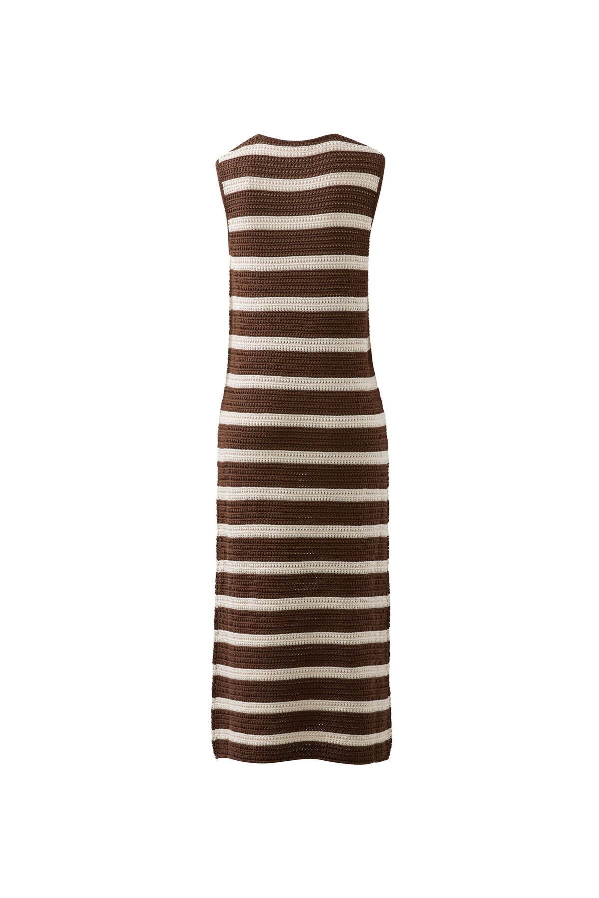 Margot Mesh Knit Tank Midi Dress (Choc Stripe) - Something For Me​​