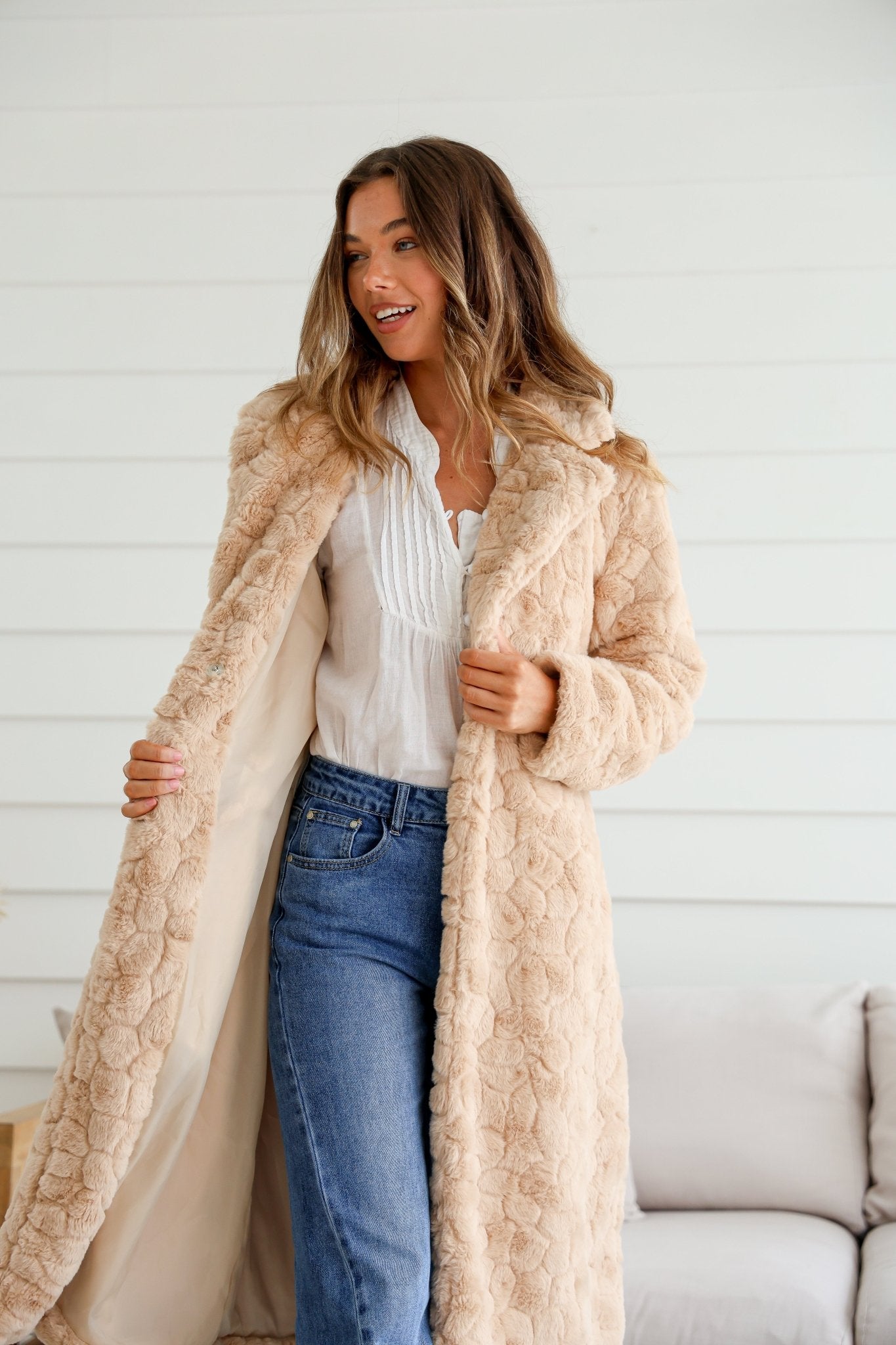 Marilyn Fur Coat (Latte) - Something For Me​​