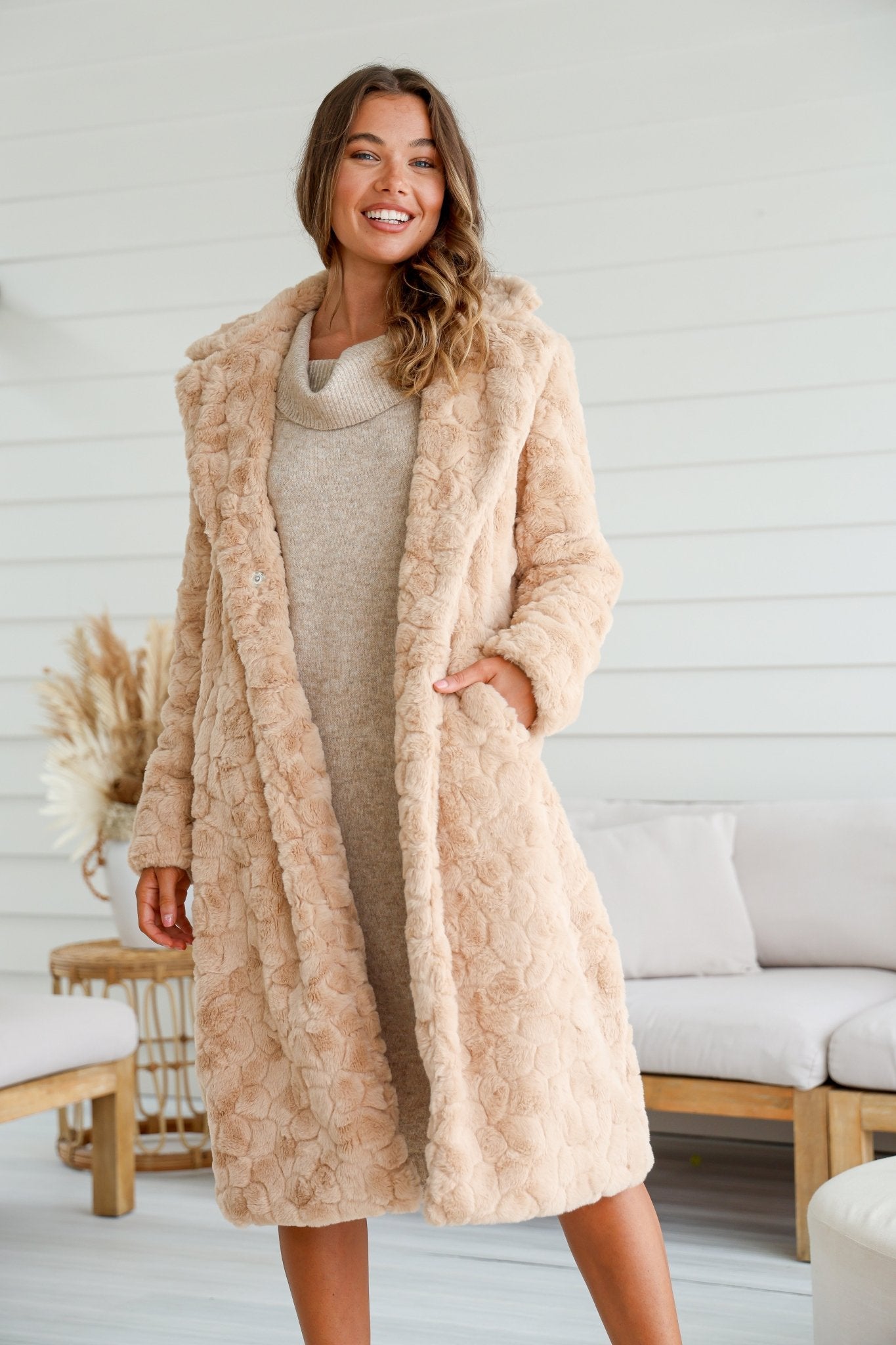 Marilyn Fur Coat (Latte) - Something For Me​​