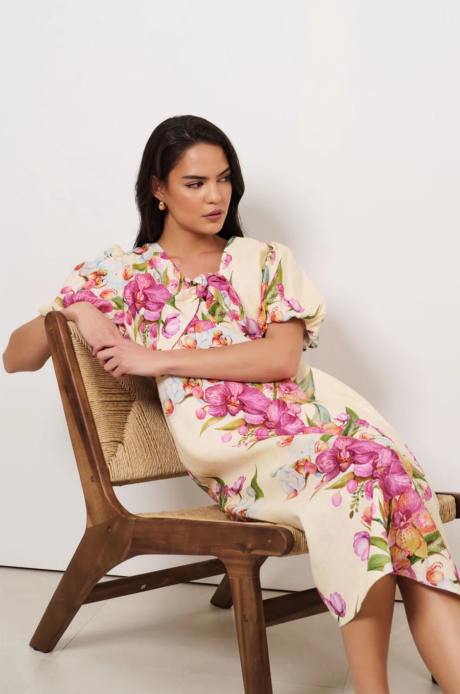 Marissa Tie Detail Linen Dress (Print)  - Something For Me​​