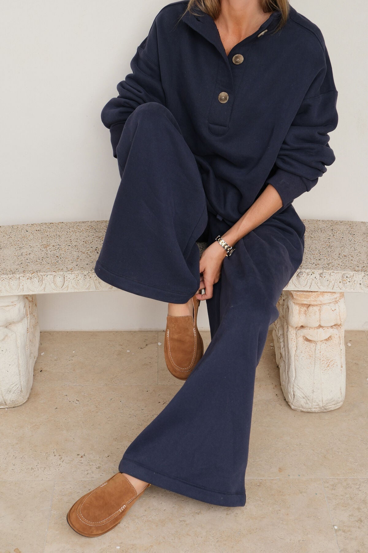 Marli Button Sweat (Heritage Navy) - Something For Me​​