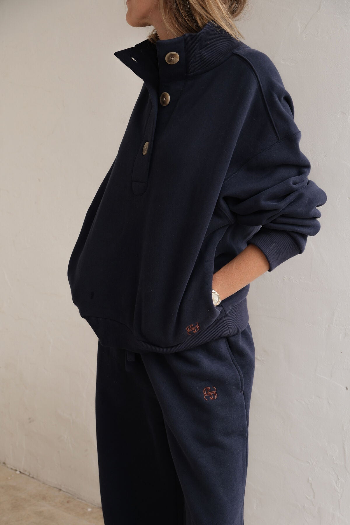 Marli Button Sweat (Heritage Navy) - Something For Me​​