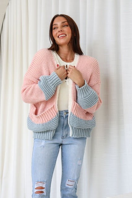 Mazie Cardigan (Pink/Blue) - Something For Me​​