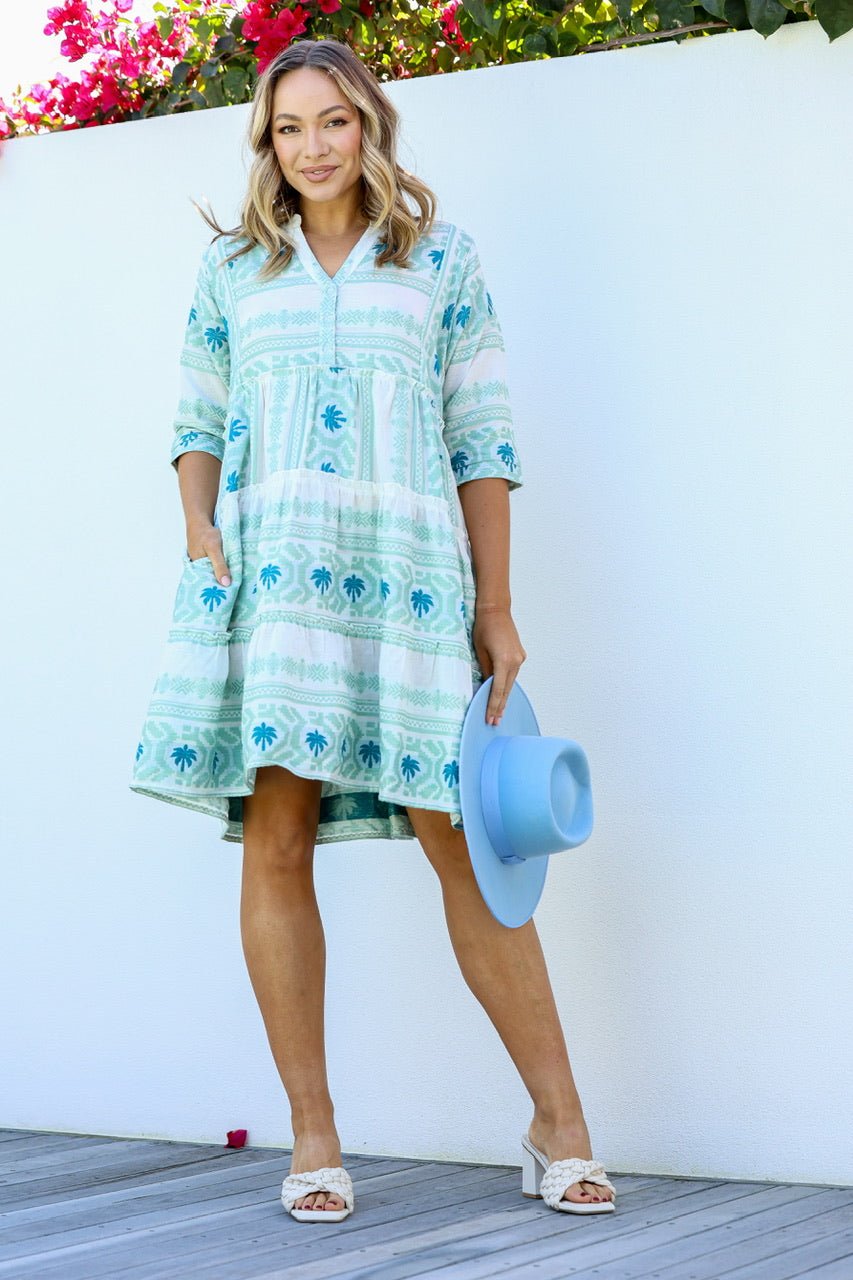 Mediterranean Boho Dress (Mint Palm) - Something For Me​​