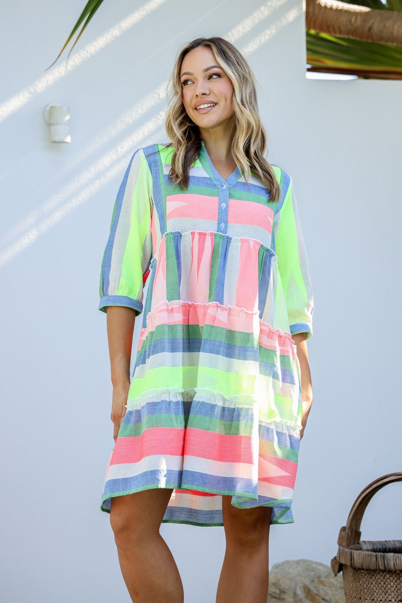 Mediterranean Boho Dress (Neon Multi) - Something For Me​​
