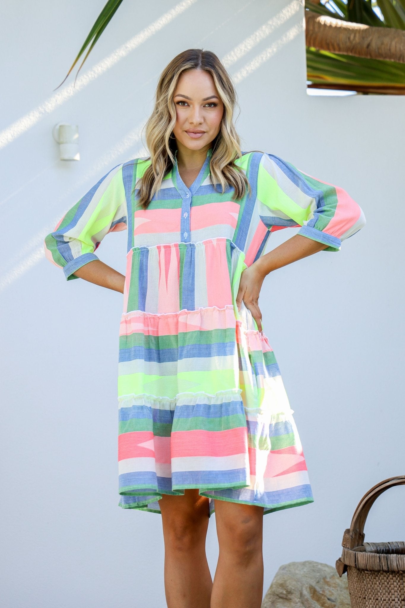 Mediterranean Boho Dress (Neon Multi) - Something For Me​​
