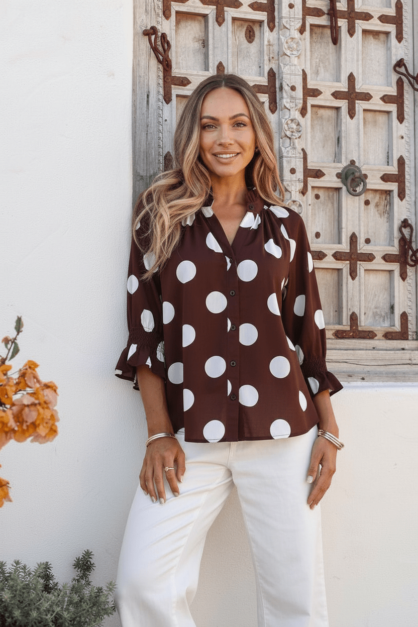 Melody Top (Chocolate/White Polka) - Something For Me​​