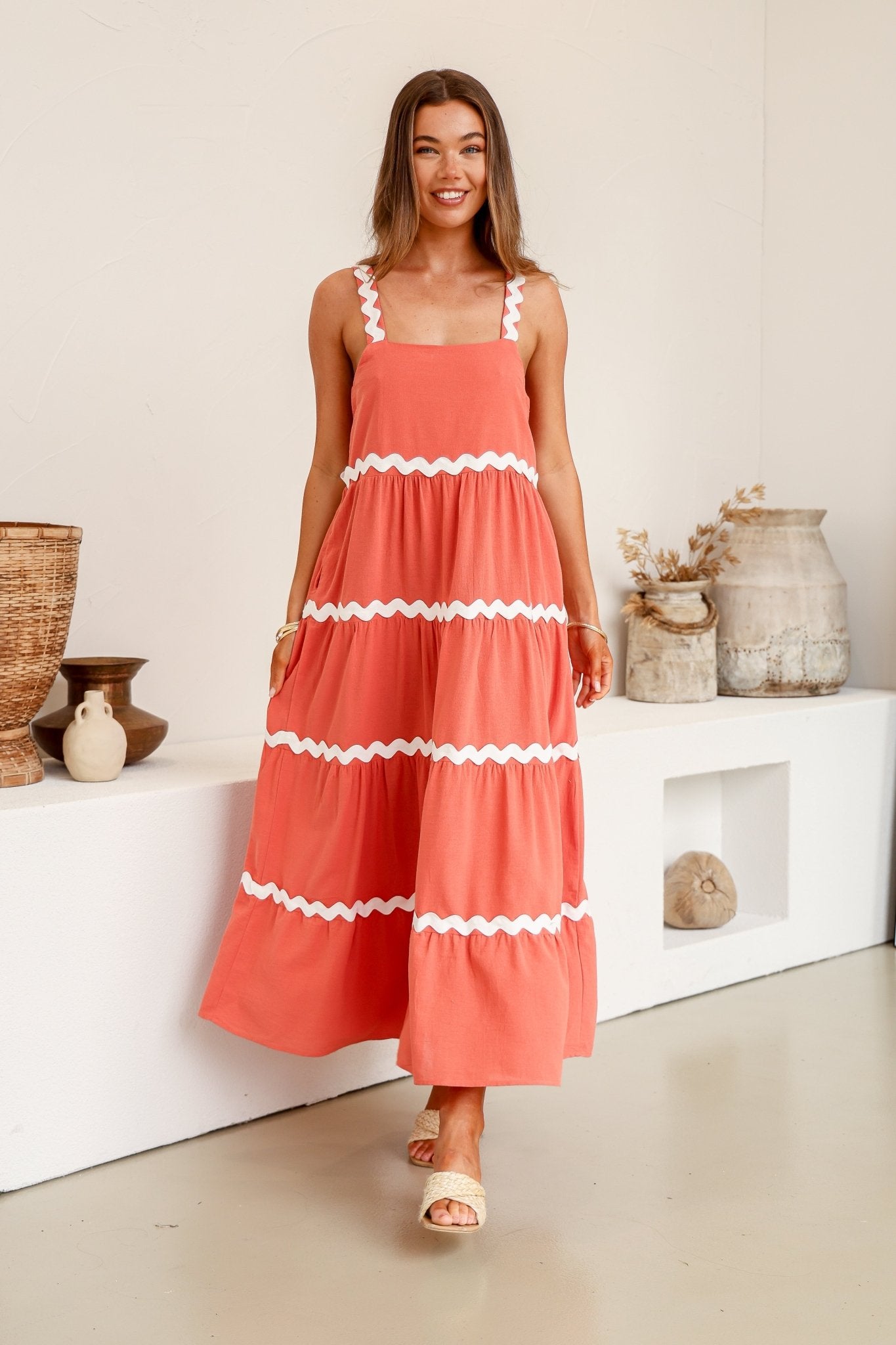 Mila Dress (Watermelon/White) - Something For Me​​