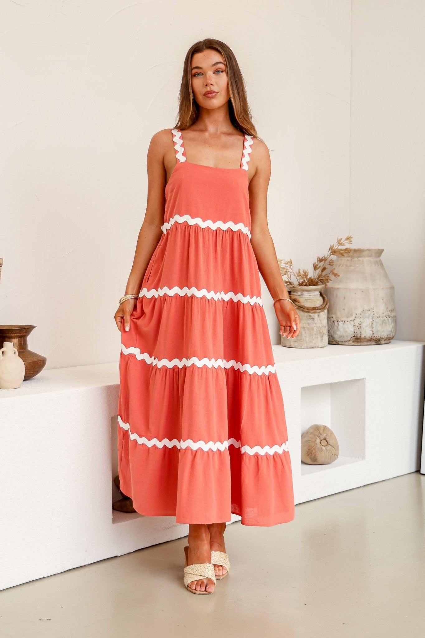 Mila Dress (Watermelon/White) - Something For Me​​