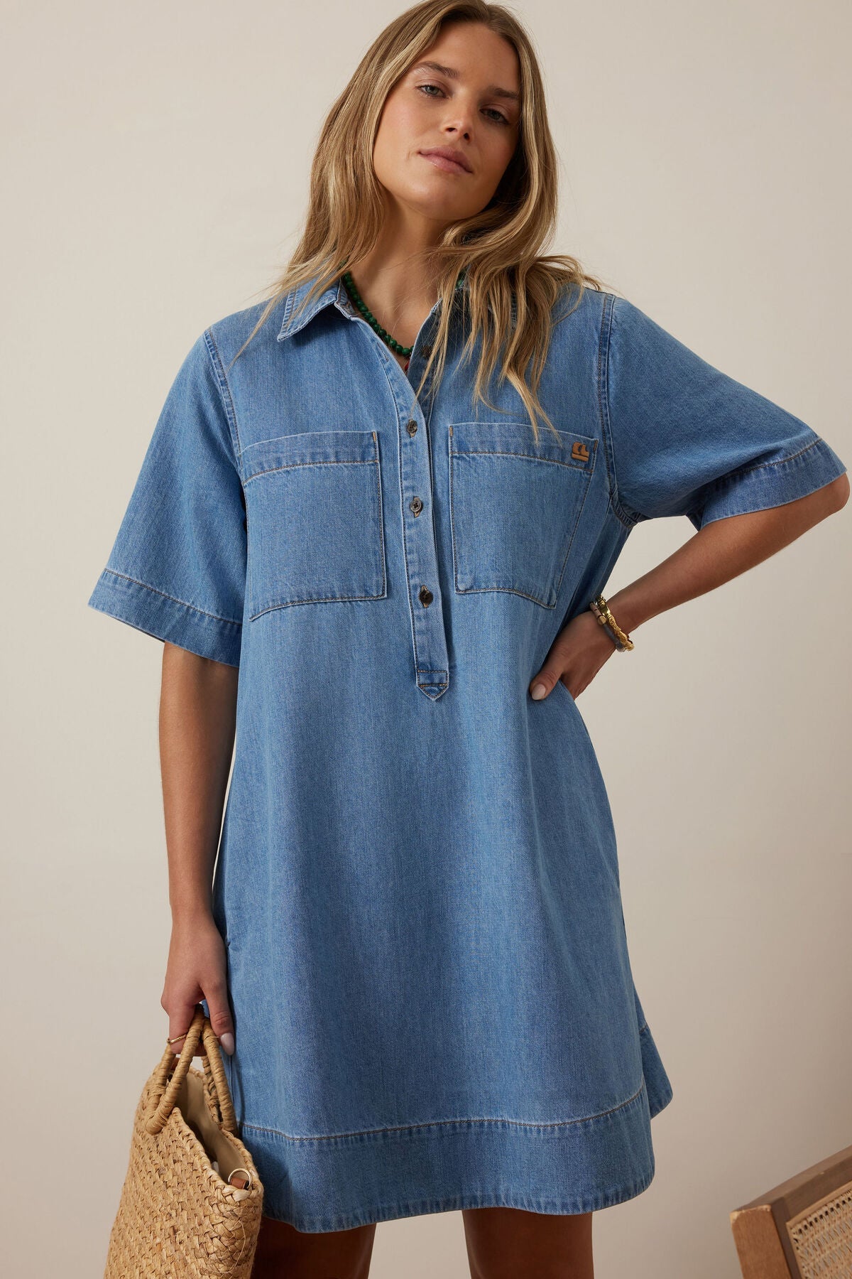 Milly Short Sleeve Mini Dress (Vintage Blue) - Something For Me​​