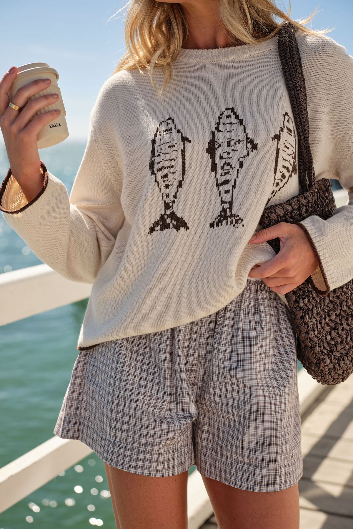 Mira Knitted Crew (Ecru Chocolate Sardine) - Something For Me​​