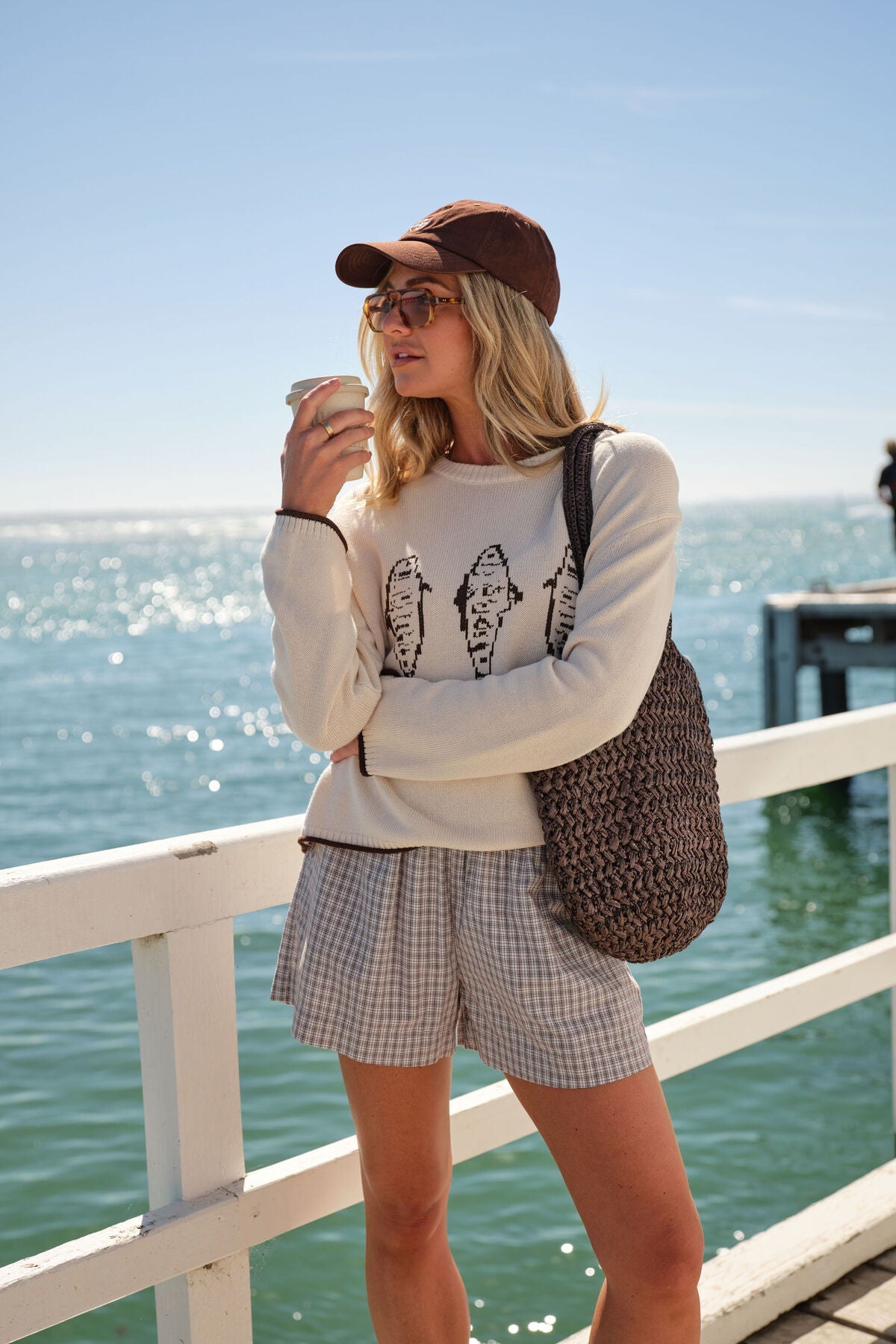 Mira Knitted Crew (Ecru Chocolate Sardine) - Something For Me​​